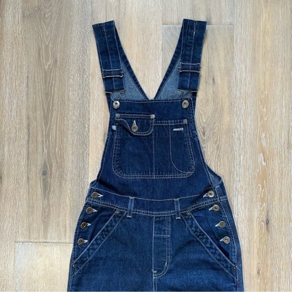 Vintage Silver Jeans Denim Overalls Flare Leg Dark Wash 90's Y2K - Size 1/33 - Picture 2 of 12
